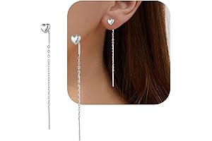 Art Deco 925 Sterling Silver Big Long Silver Threader Earrings