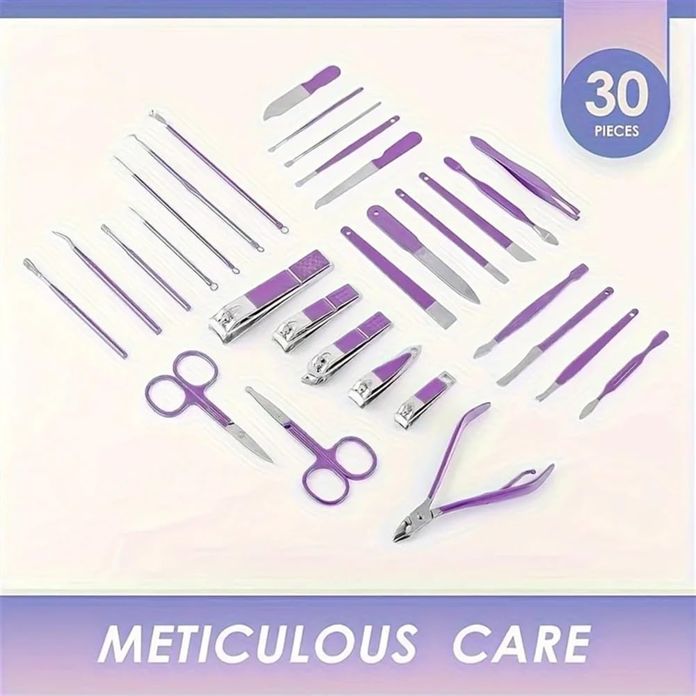 Manicure, kit pedicure per manicure, set da 30 pezzi, set per manicure con custodia rosa, set manicure per San Valentino, set professionale in acciaio inox (rosa)