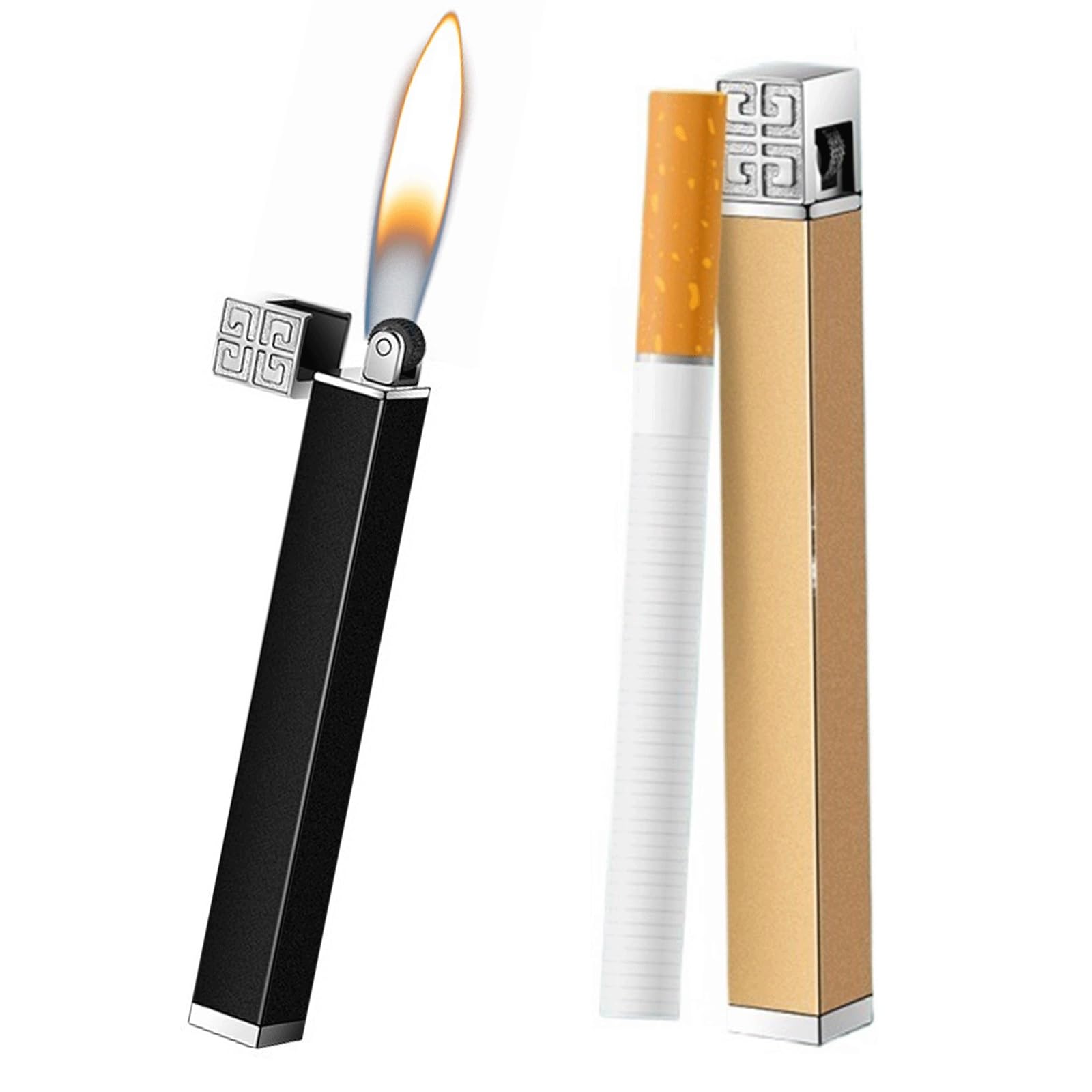 Amazon.com: Compact lighter Lighters Butane Fuel Refillable Mini Lighter  small Portable Adjustable Traditional Flame Lighter for Cigarettes Cigars  Candles Can Be Put In To The Cigarette Box ( Color : Black+gold ) :