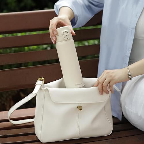 Miniatura 4 de Termo aislado a prueba de fugas con un solo clic de 18 onzas con cierre seguro, acero inoxidable 1810 esmerilado antideslizante doble pared directa