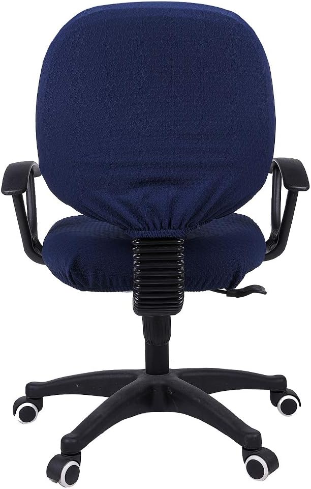 Smiry Ergonomic Office Chair Armrest Pads Navy Blue, Set of 2 Stretch Jacquard Office Computer Chair Seat Covers Navy Blue, Seat + Backrest Cover