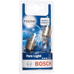 Bombillas Freno Coche Bosch P21/5W Pure Light Lámparas Incandescente para vehículos, 12 V 21/5 W BAY15d, Lámparas x2, Amarillo