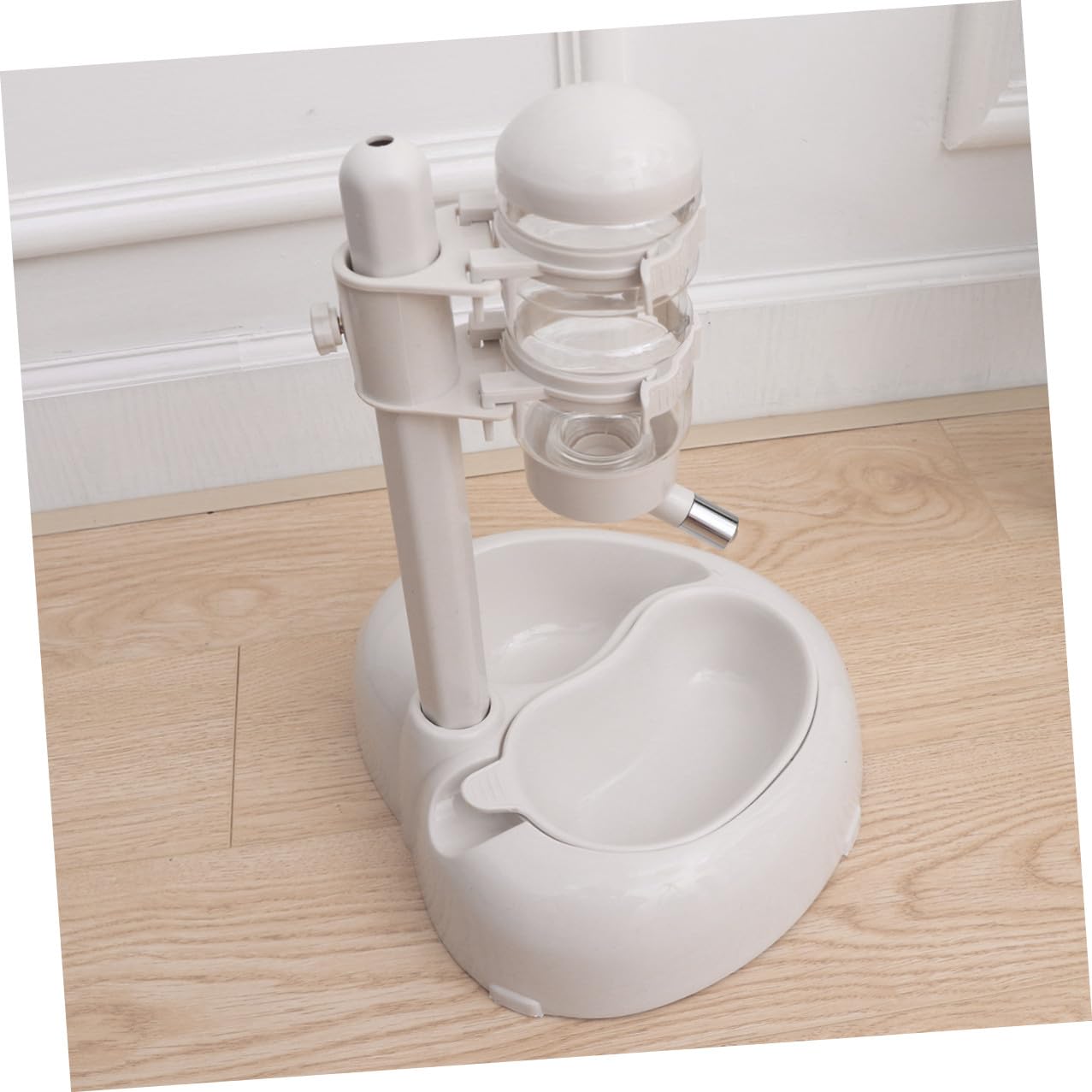 Abbeveratoio Sospeso Automatico in Plastica Bianca Design Rotante | Abbeveratoio Automatico per Cane, Design Rotante di Sollevamento, Scanalatura Antioverflow