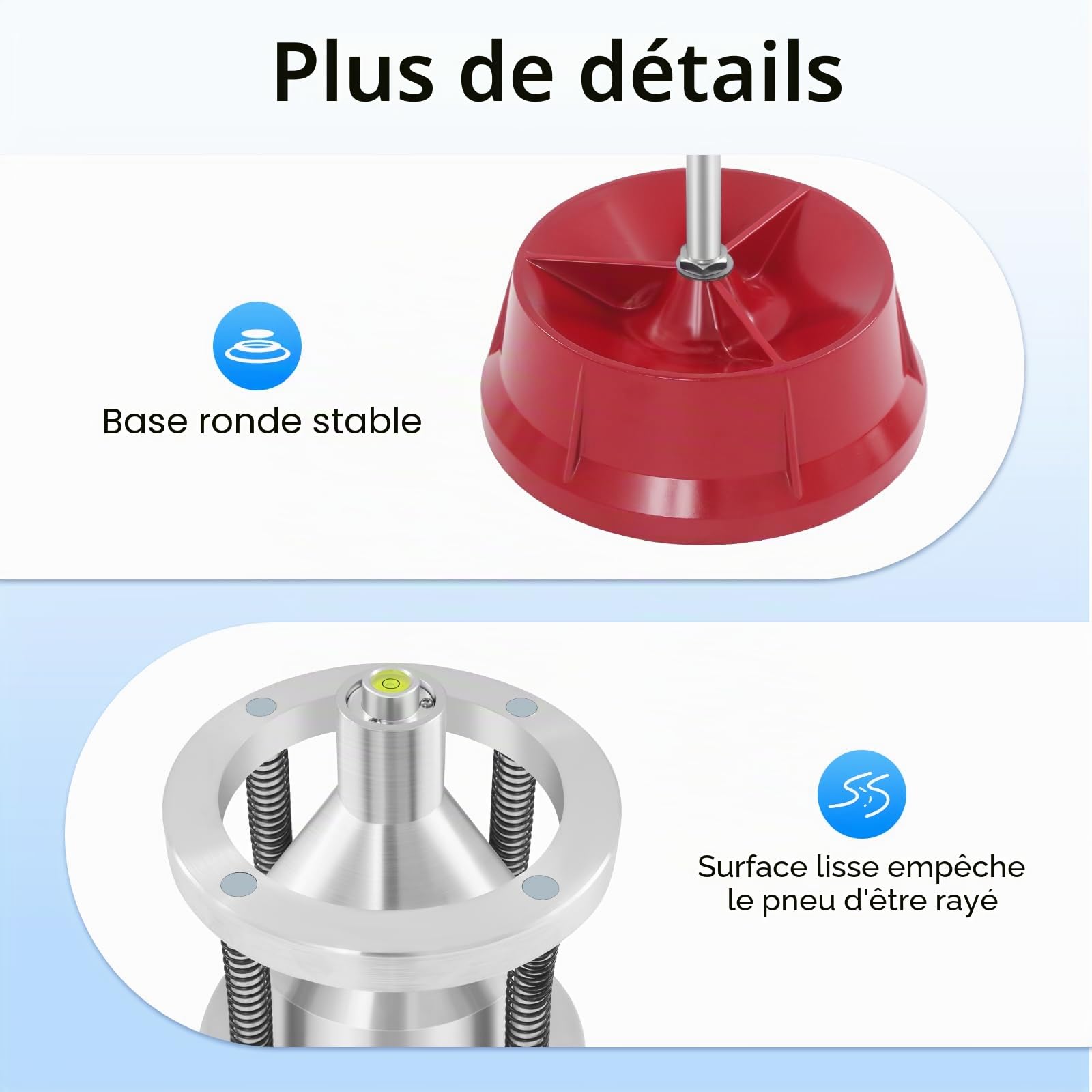 Equilibreuse de pneus pour voitures et camions - Appareil d'équilibrage des pneus en alliage d'aluminium portable - Outil de changement de pneu pour moyeux d'un diamètre de 1 à 4"