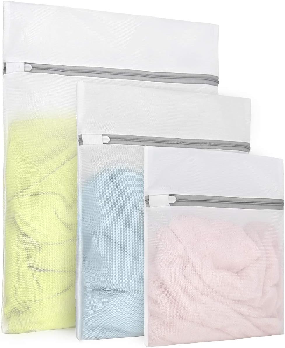 Muchfun 3Pcs Durable Fine Mesh Laundry Bags for Delicates (1Large, 1Medium, 1Small)