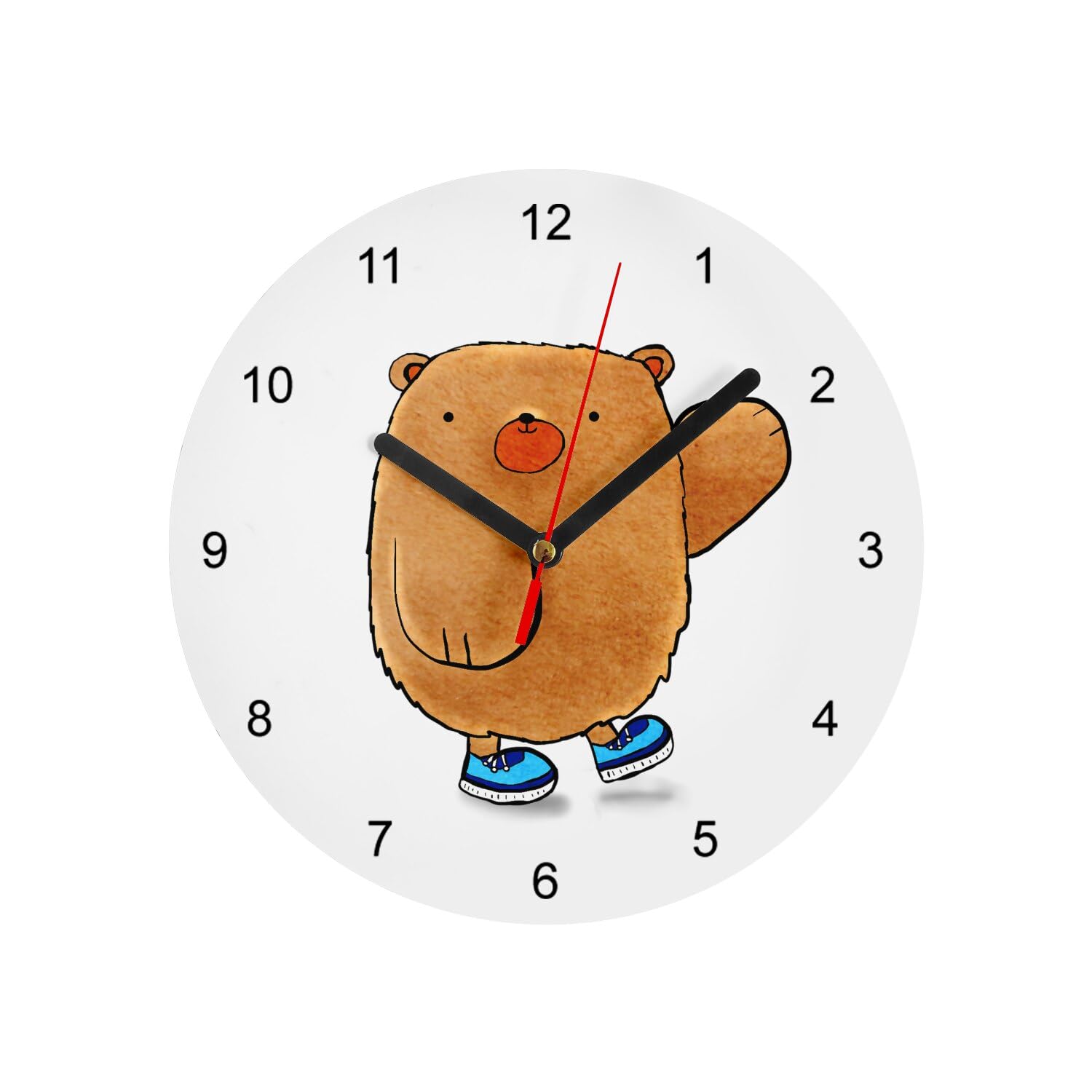 Horloge murale en verre pour chambre d'enfant : le compagnon ourson basket au quotidien