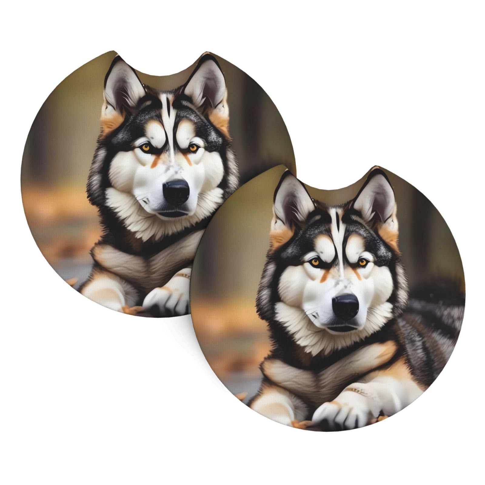 2 Pack Car Coaster for Cup Holders Cute huskys Car Cup Coaster 2.7" Neoprene Non-Slip Automotive Cup Mat Universal Auto Car Interior Accessories for Women Men Cup Pad