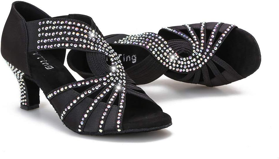 Rhinestones Ballroom Dance Shoes Women Latin Salsa Practice Wedding Indoor Crystal Shoes 2.5in Heels YT05 - Image 2