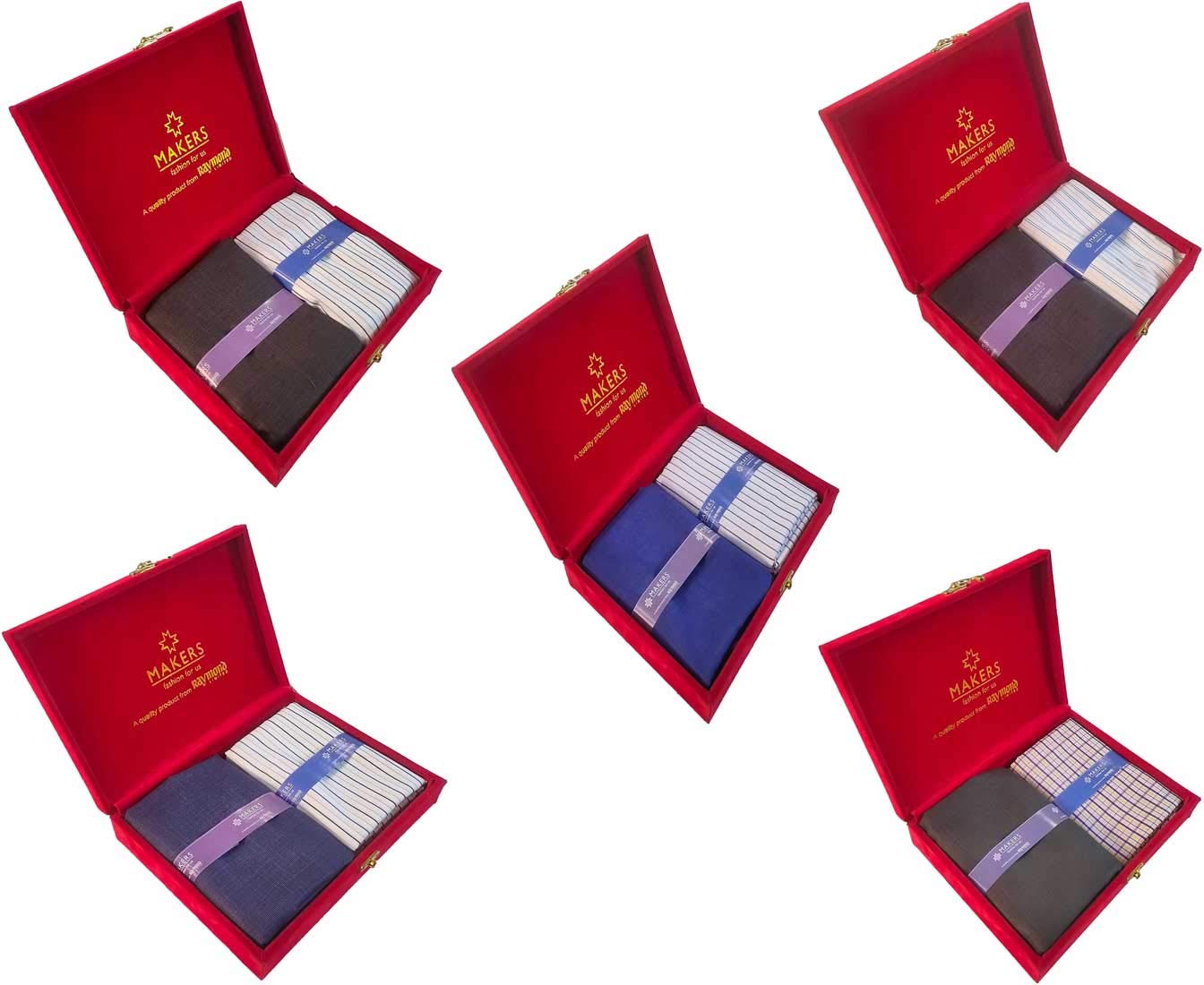 Fabrics Makers Men's Viscose Unstitched Shirt and Trouser Fabric Combo (Multicolour, Free Size) Set of 5