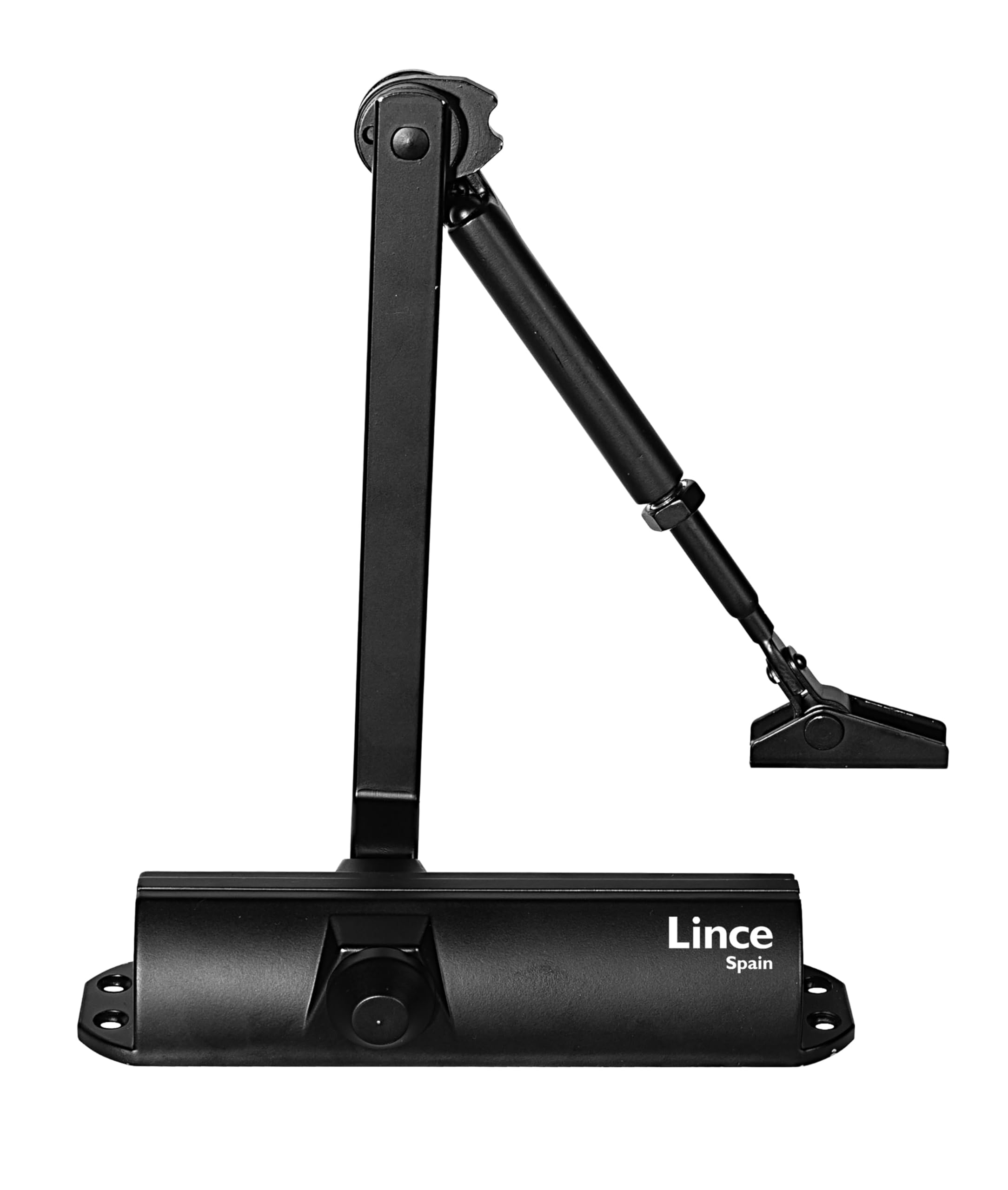 LINCE - CPA24RN Cierrapuertas de Brazo Articulado con Función de Retención y Fuerza Regulable EN 2-4 para Puertas de hasta 1100mm Acabado Negro