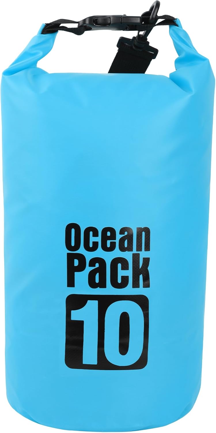Dry Bag Waterproof for Women Men,10L Rolled Lightweight Dry Storage Bag Backpack with Phone Case for Travel,Swimming,Boating, Kayaking,Camping & Beach,Lake Blue