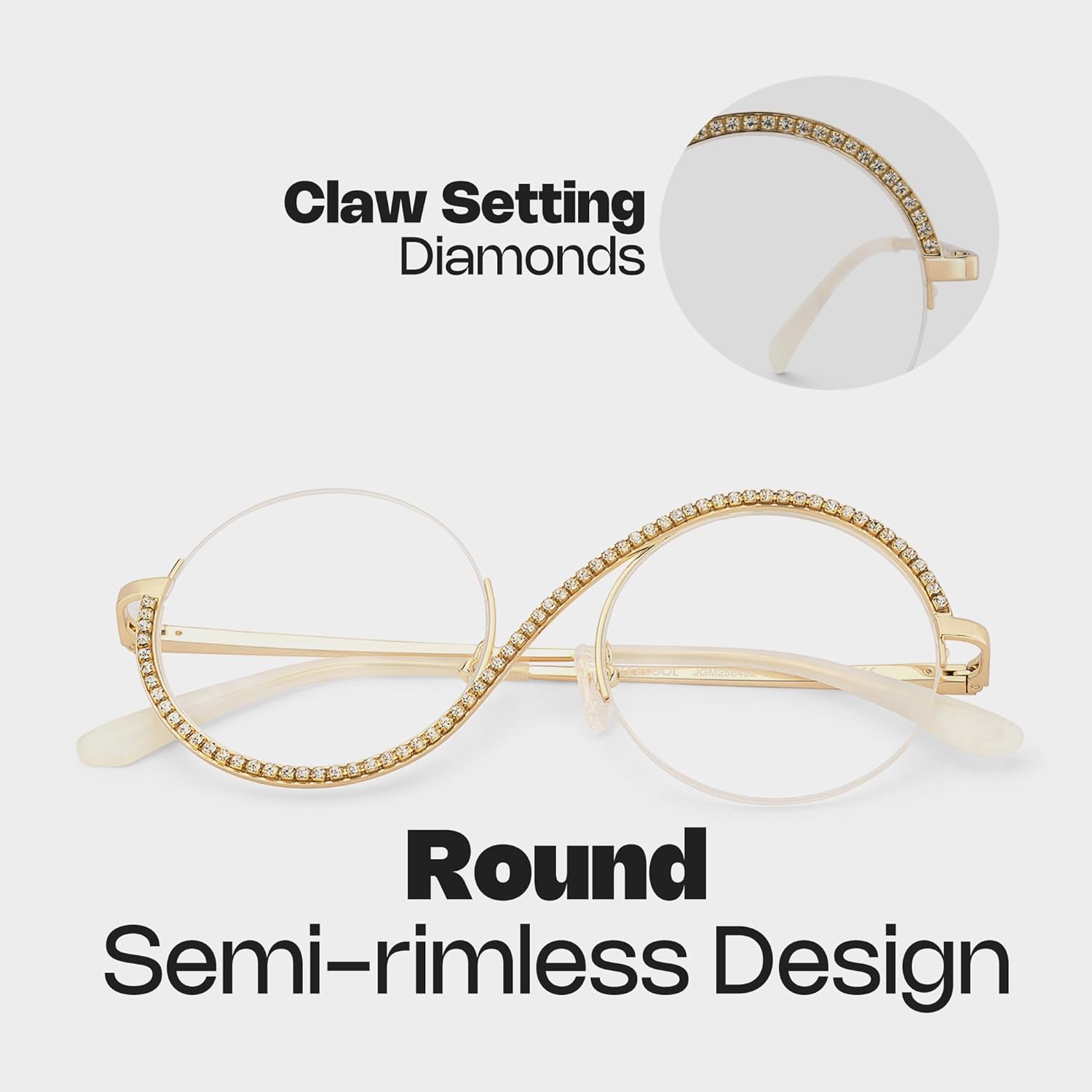 Zeelool Round Blue Light Glasses for Woman Semi-rimless Diamond Eyeglasses Half Frame Elphaba Cosplay Eyewear Glasses - Image 4