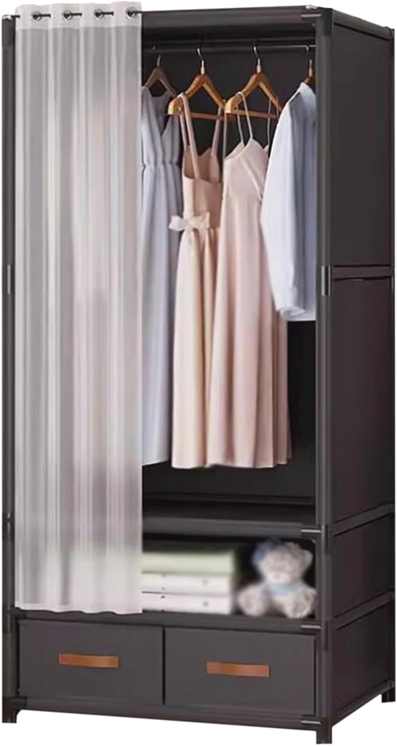 Portable Closet Portable Wardrobe Iron Clothes Closet with Drawers Closets Wardrobe Closet Saves Space Closet for Bedroom Hanging Closet Spacious