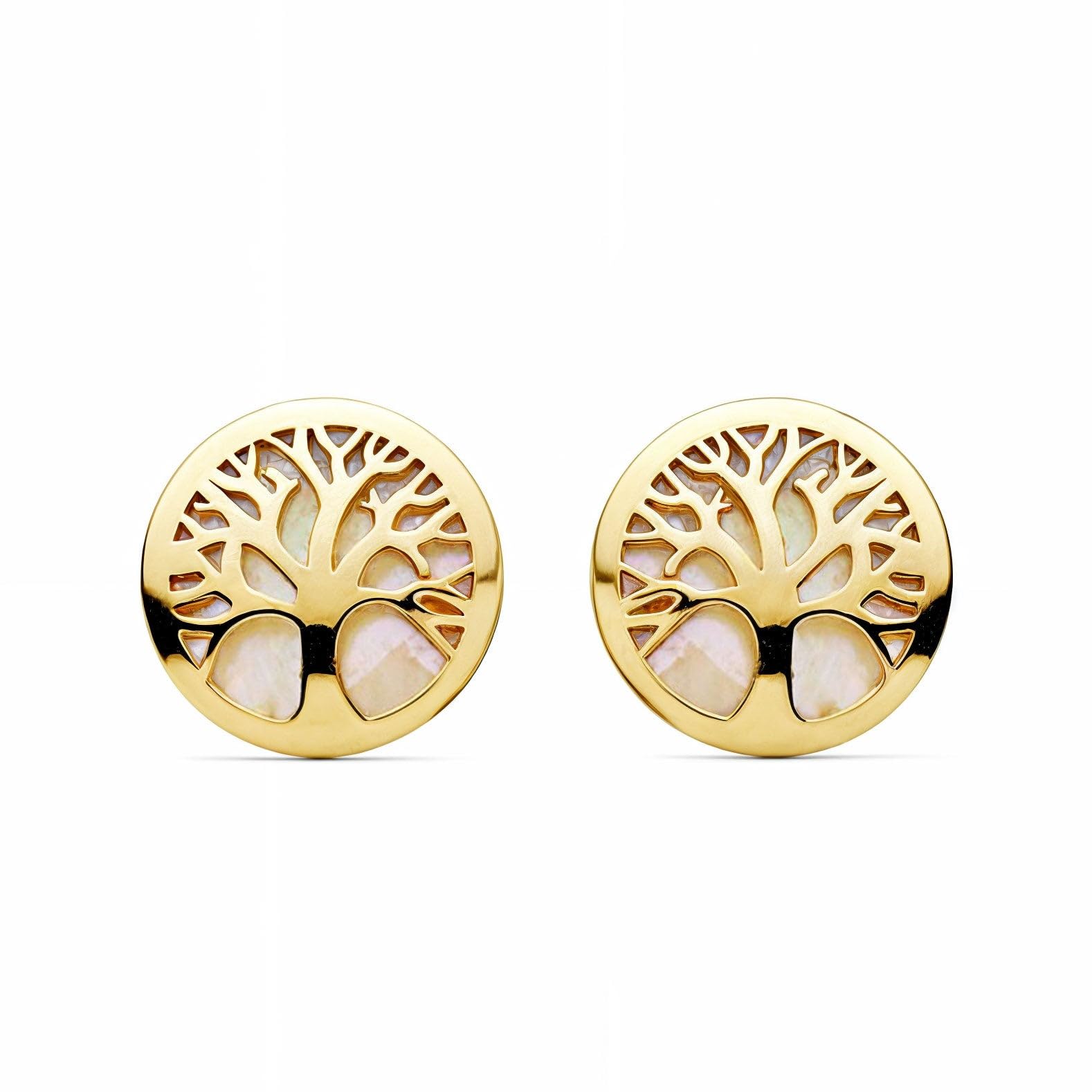 Damen & Kinder Baum des Lebens Ohrstecker - Gelbgold 9 Karat (375) - Geschenkbox - Garantiezertifikat