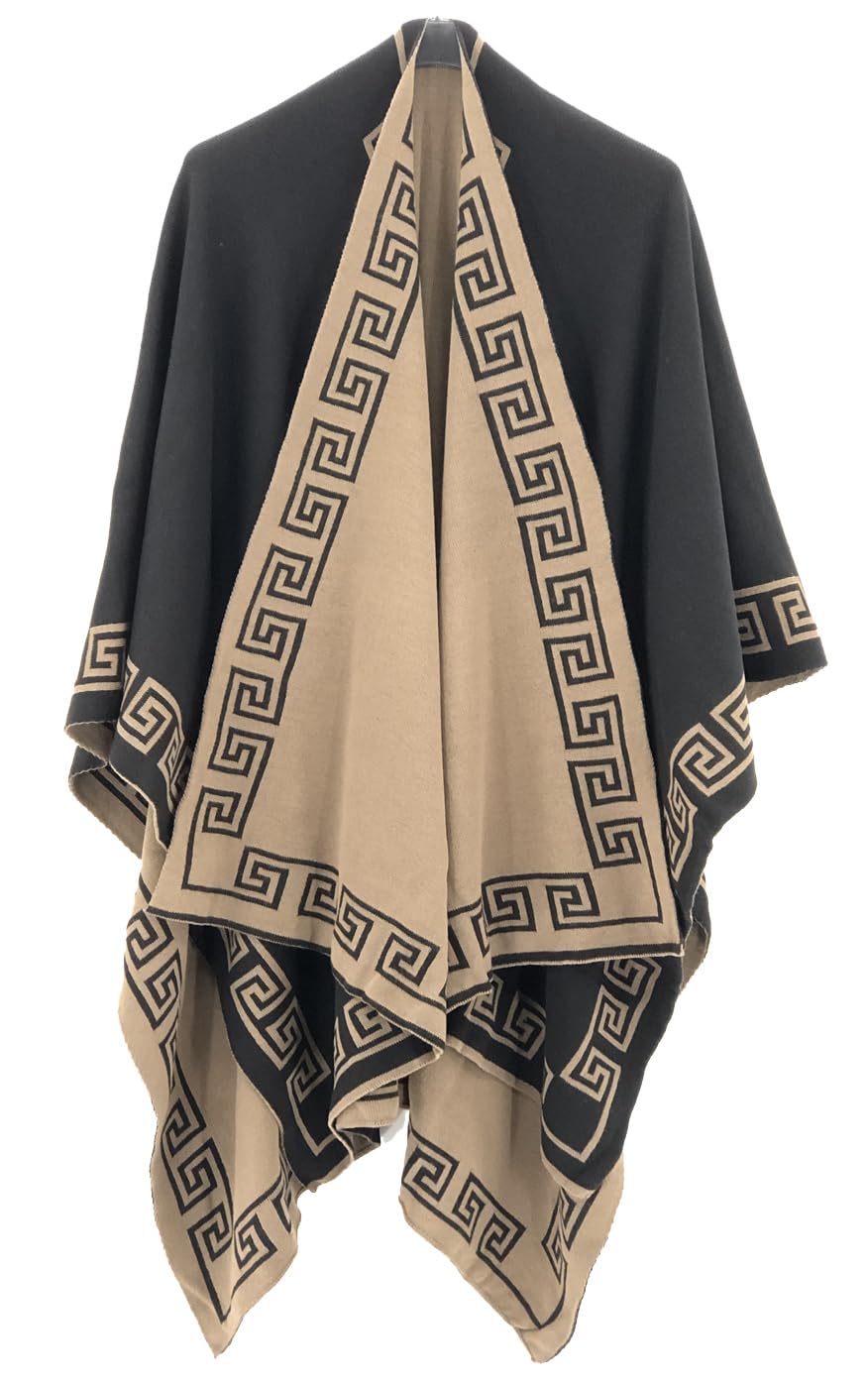 JM CLOTHING womens reversible oversized poncho cape warm shawl wrap open front blanket cardigans wiggly fashion