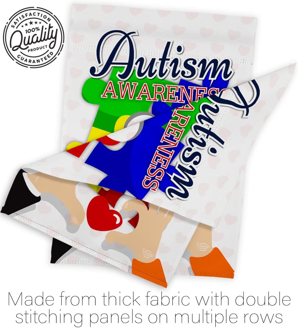 Love Autism Awareness House Flag Support Inspirational Survivor Ribbon Prevention Cancer Breast BLM Decoration Banner Small Garden Yard Gift Double-Sided, 28"x 40", Made in USA