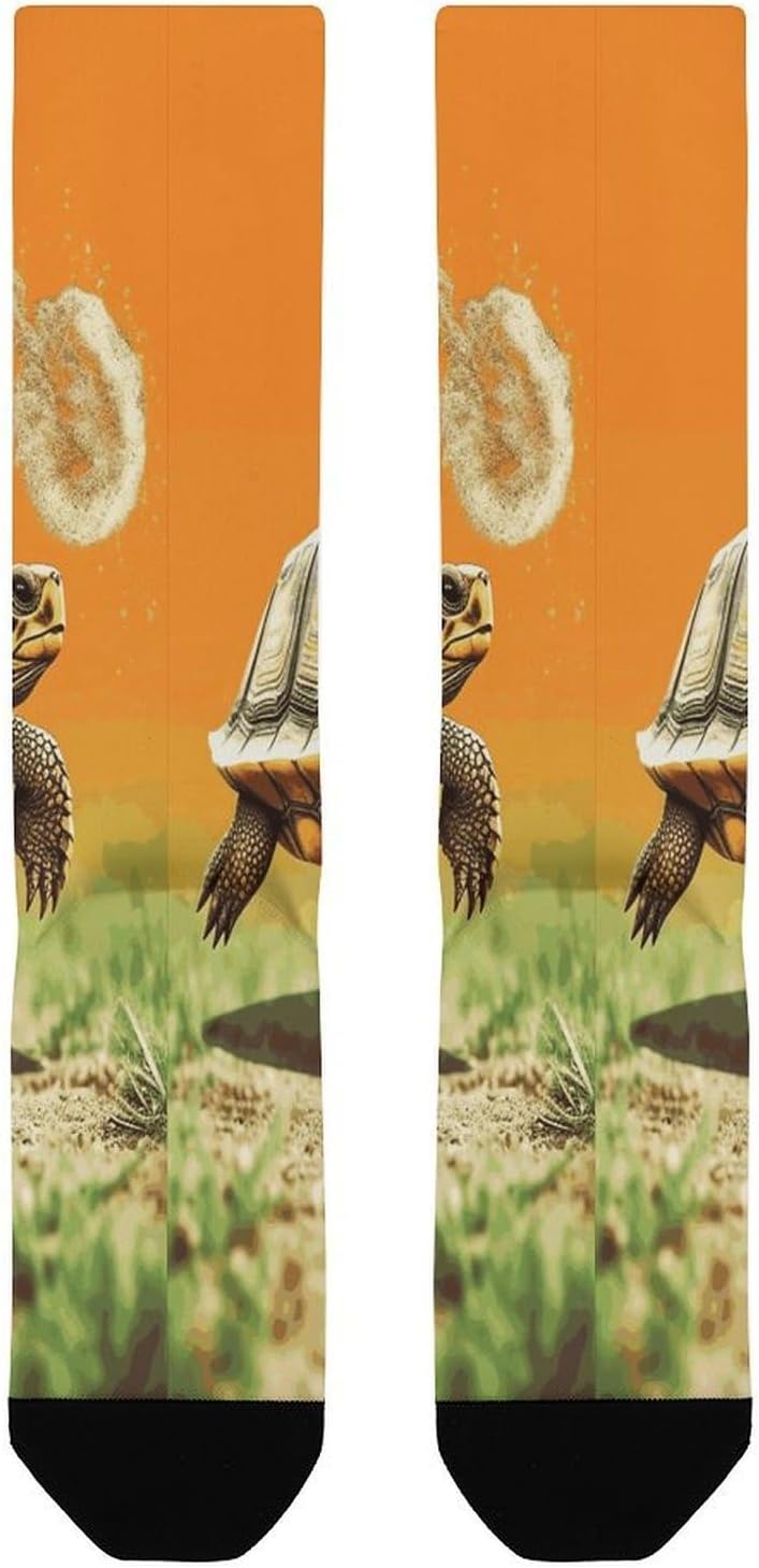 Tortoise Turtle Jumping Knee High Soccer Socks Moisture Wicking