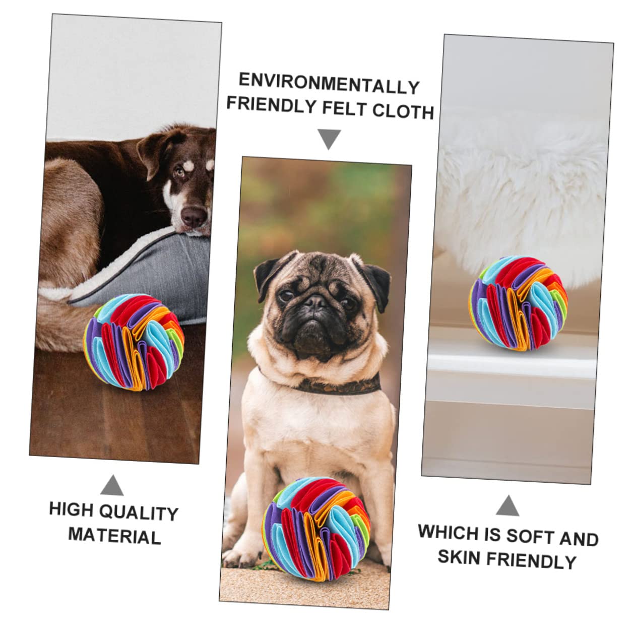 Supvox 3st Hundeschnüffelball Interaktives Hundespielzeug Für Kleine Hunde Hundefutterspielzeug Hund Nase Arbeitsmatte Hundepyjama Anti-nahrungsmatte Für Hunde Haustierschnupfen Filzstoff
