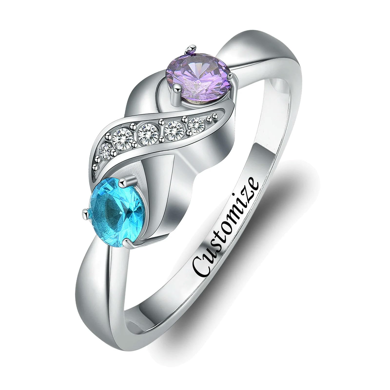 MYPOWER Cremation Ring for Ashes for Women Urn Ring for Ashes Holder Birthstone Ring Holds Loved Ones Ashes Jewelry（Size 6-10-10-Customize