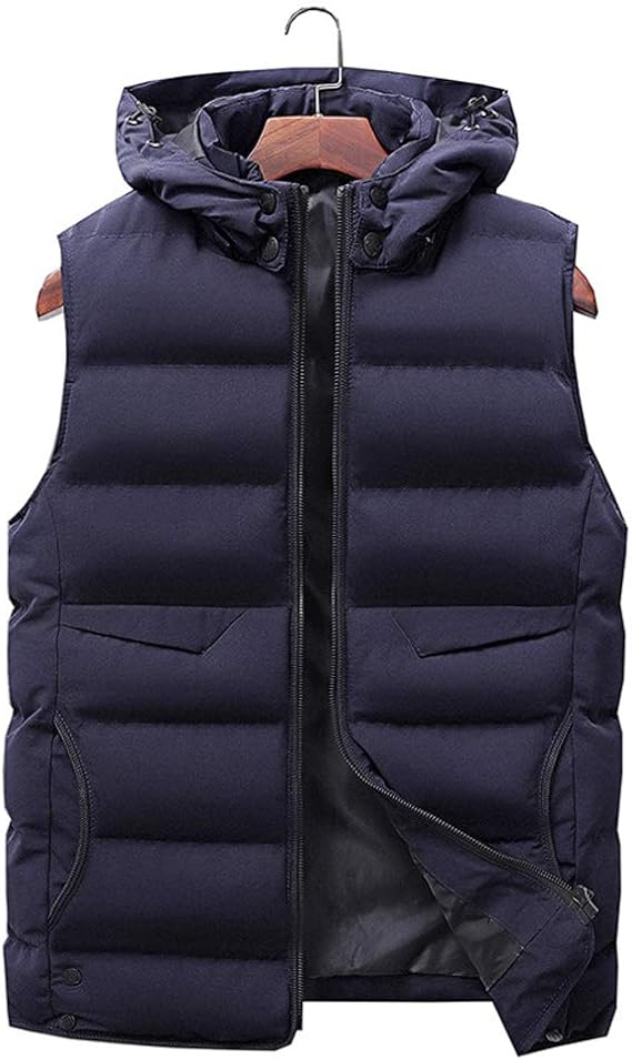 Amazon Mikamu ダウンベスト メンズ 全3色 L 3xl 防寒 暖かい アウトドアウェア 帽子付き ダウンベスト カジュアル メンズ 秋 冬服 厚手 ベスト Mkm18fz25 ブルー Xxx Lサイズ ベスト 通販