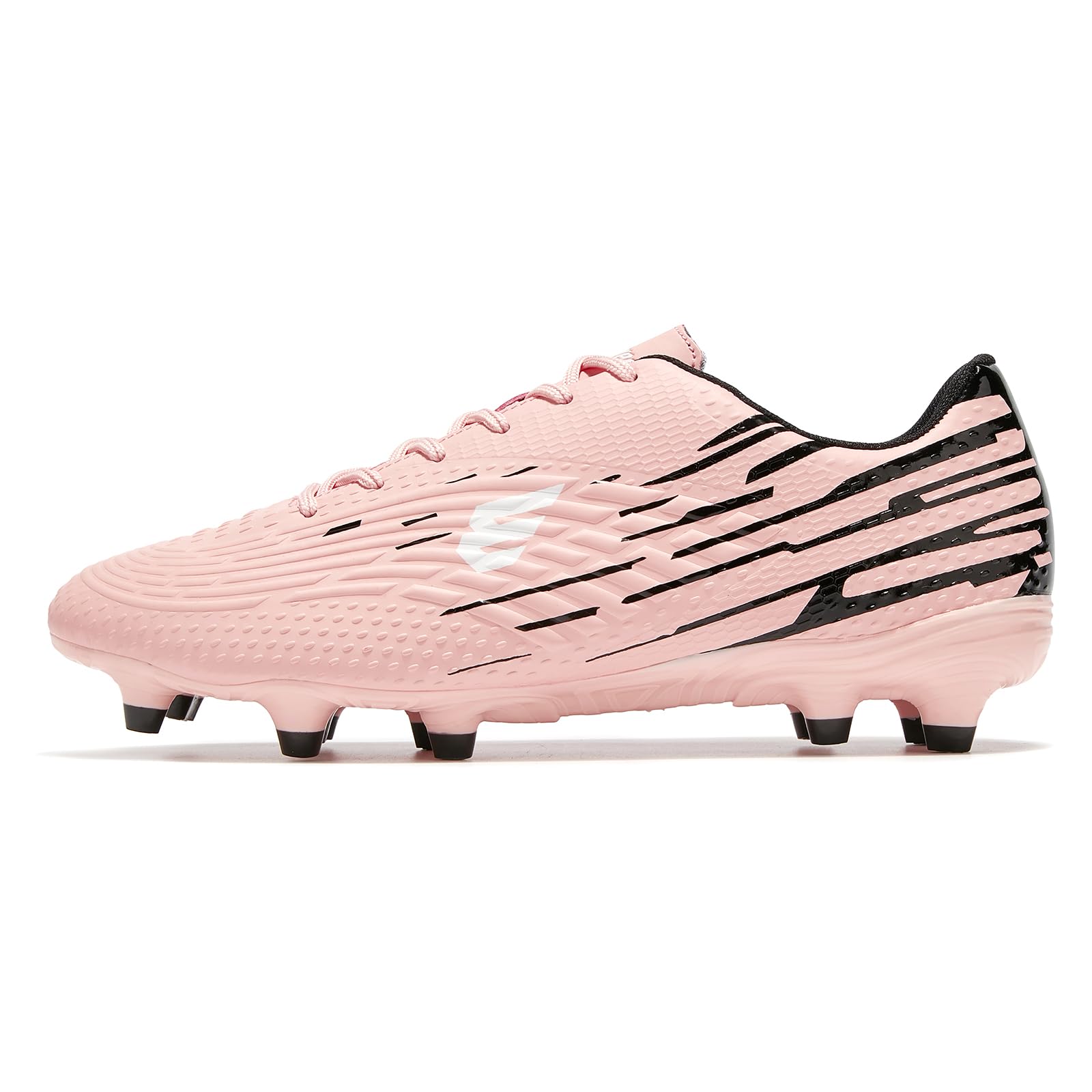 EPIMENO Soccer Cleats Men's and Women's Lightweight Football Shoes Outdoor Rugby Boots Pink/Black/White