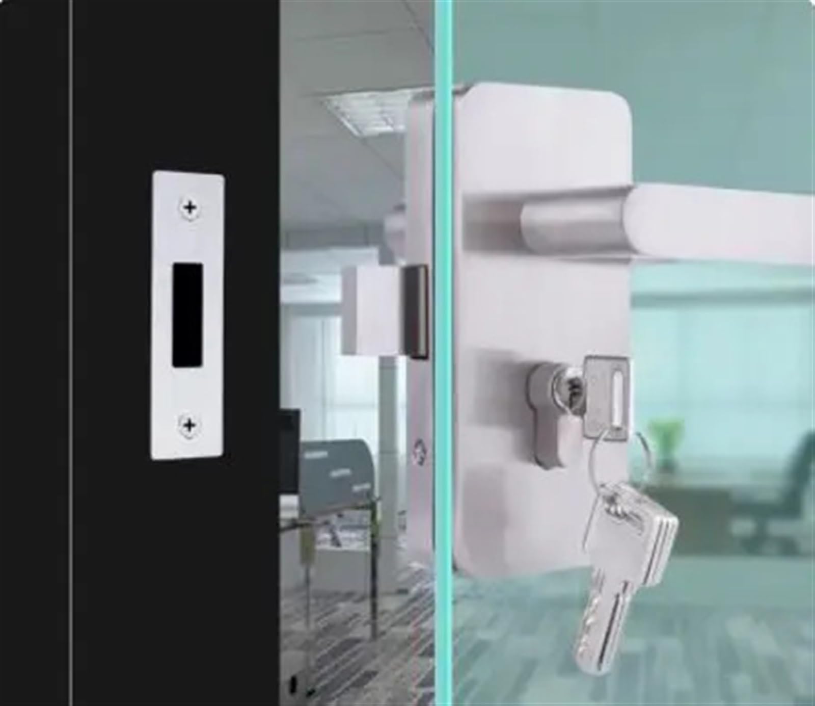 Serrure de poignée de porte en verre sans cadre acier inoxydable 10-12mm