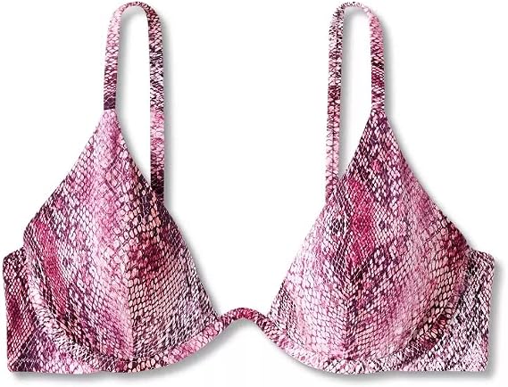 Shade & Shore Women's Underwire Bikini Top Pink Snake Print (34B)