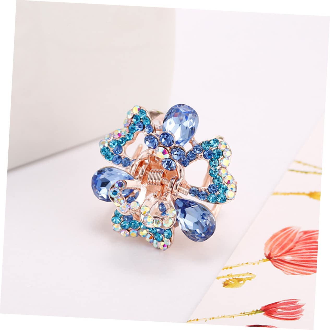 12pezzi Fermagli Per Cristallo e Metallo Design Piccolo Accessori Eleganti Per Donne e Ragazze Colori Rosa Blu e Blu Scuro