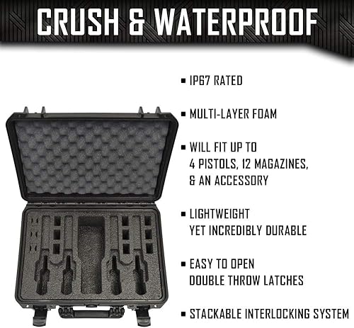 Miniatura 2 de Estuche para pistola Doro para 4 pistolas 12 con inserto de espuma MyCaseBuilder personalizado, impermeable, resistente, armas de fuego tácticas,