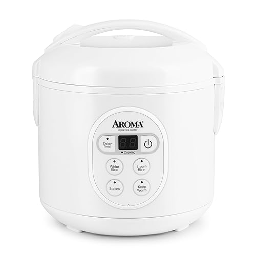 Aroma Housewares 8-Cup (Cooked) (4-Cup UNCOOKED) Digital Rice Cooker and Food Steamer (ARC-914D),White - 4 Cup Uncooked