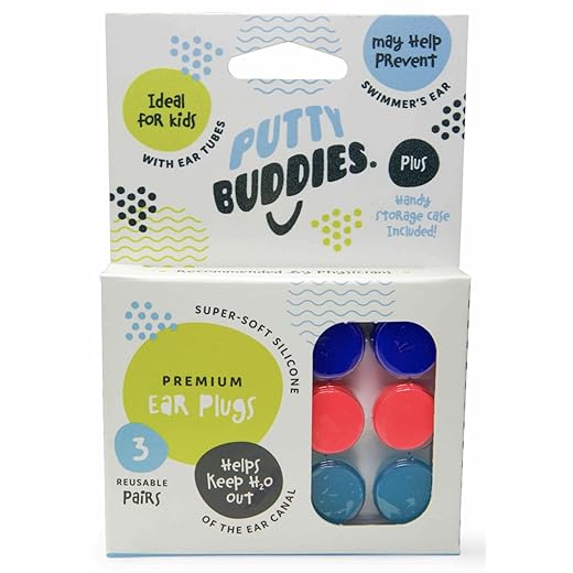 Putty Buddies Ursprüngliche schwimmende Ohrstöpsel (3 Paare) Lila