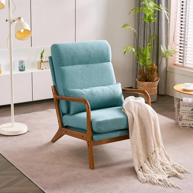 Miniatura 3 de High Back Accent Chairs for Living Room Arm Chair Mid-Century Modern Chair w Pillow,Single Lounge Armchair Comfy Reading Chair for