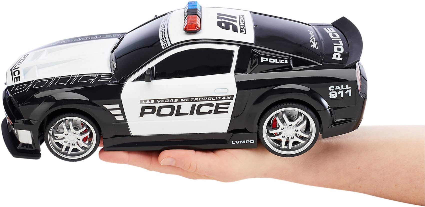 Revell Control 24665 RC Scale US Police Ford Mustang - Mando a Distancia con GHz, batería de Iones de Litio Intercambiable, iluminación LED, luz Azul, Sirena, Coche teledirigido de 33 cm, Color Negro