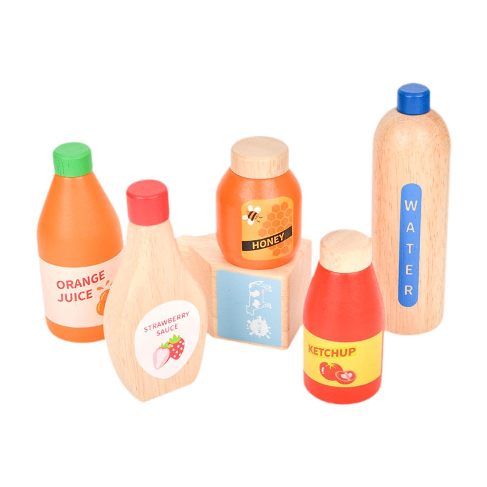 Ensemble de Petits Jouets en Bois Représentant des Aliments et des Boissons, Idéal pour Les Jeux D'imitation des Enfants (garçons et Filles).