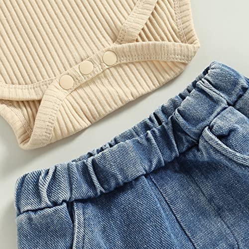 Liomengzi Newborn Baby Girl Flare Outfits Clothes Summer Jumpsuit Set, Short Sleeve Patchwork Romper Flare Pants Bow Headband #TOP3