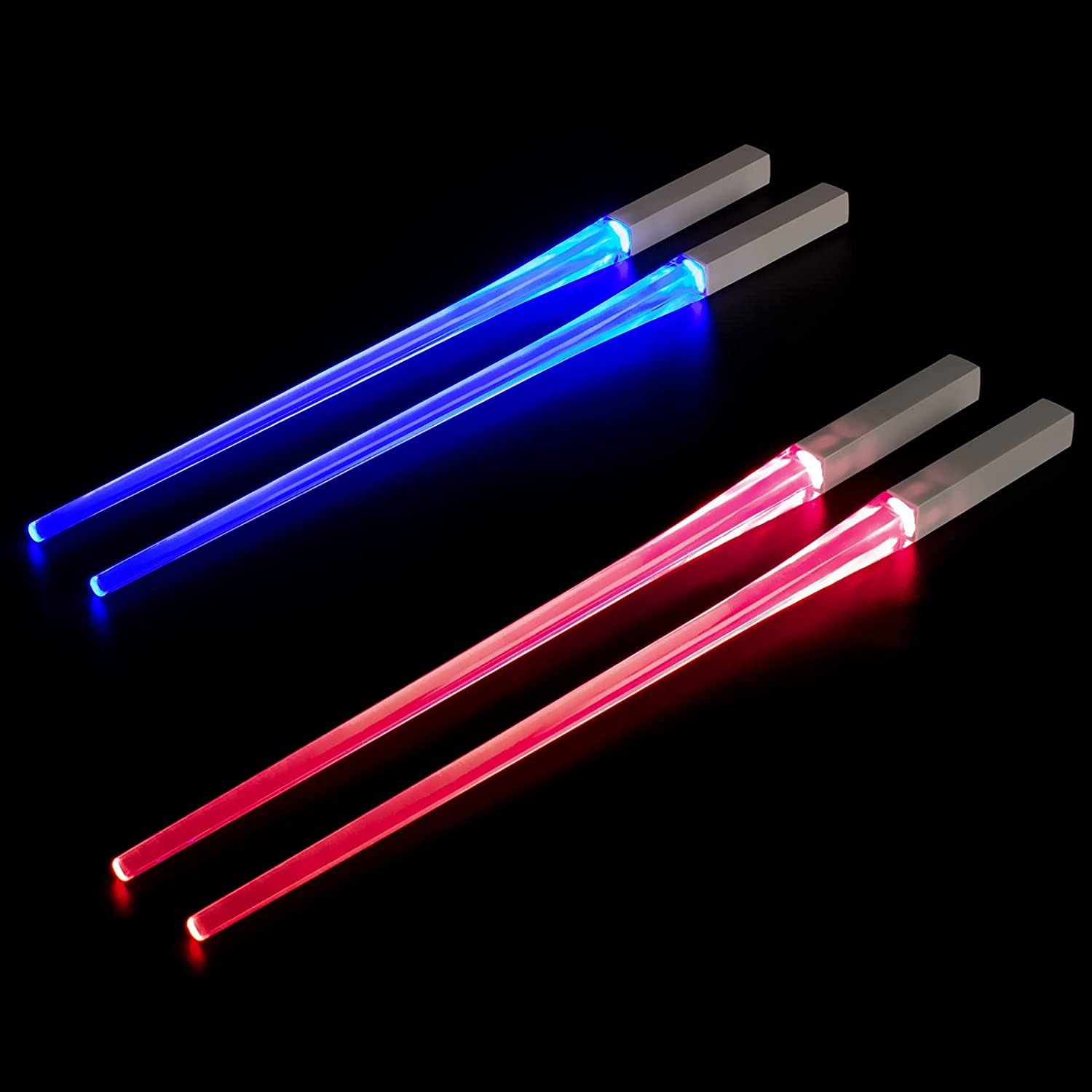 WANGCL 2Pairs of Lightsaber Chopsticks LED Light-Up Chopsticks for Kitchen Dinner Party -Blue + Pink
