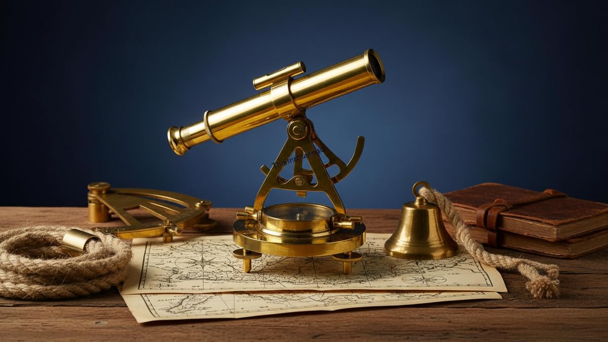 Thor Instruments. Co Télescope Alidade Miniature de collection avec boussole nautique antique en laiton