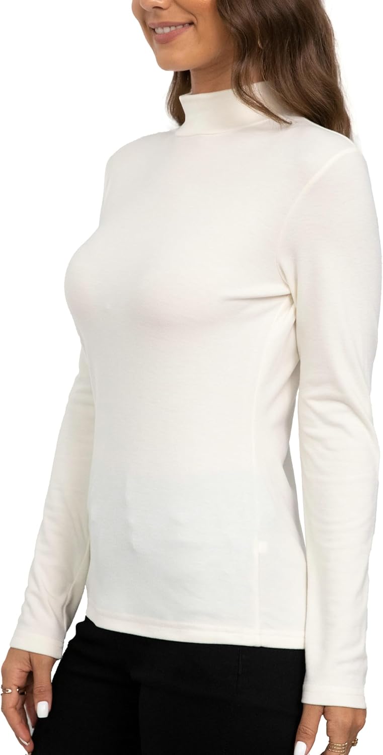 Women's Long Sleeves Mock Turtleneck Tops Basic Stretch Lightweight Under Layer Shirts - Image 5