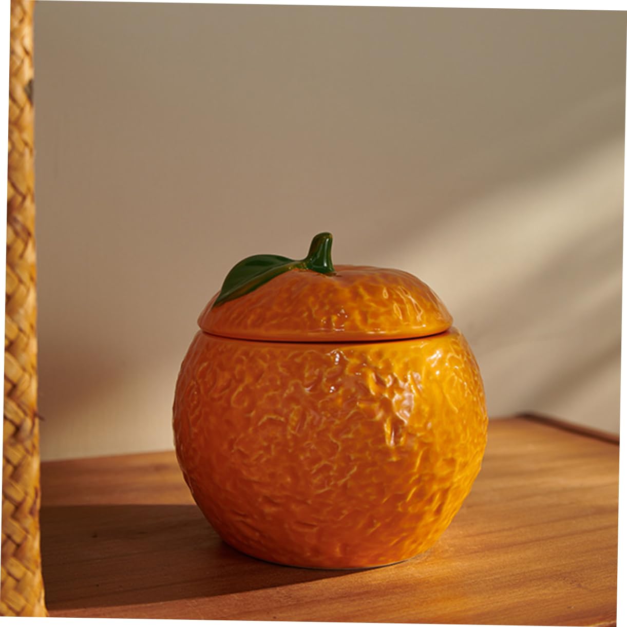 Cabilock Bocal de Rangement en Céramique Orange Couvercle, Fruits