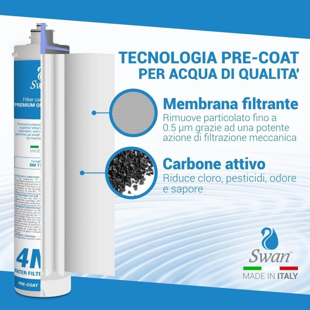 Sistema Filtraggio Acqua Sottolavello 4MF – Rimozione Calcare Cloro Sedimenti – Testa QL1, Rubinetto 1 Via – Kit Filtrazione Completo con Tubi e Raccordi – Facile Installazione
