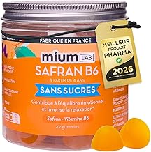 Mium Lab - High-Dosed Saffron Gummies (40mg) and Vitamineamine B6 Sugar-Free - Children and Adults - Exclusive Formula - Programme 3 to 6 Weeks - Peach Flavour - Made in France