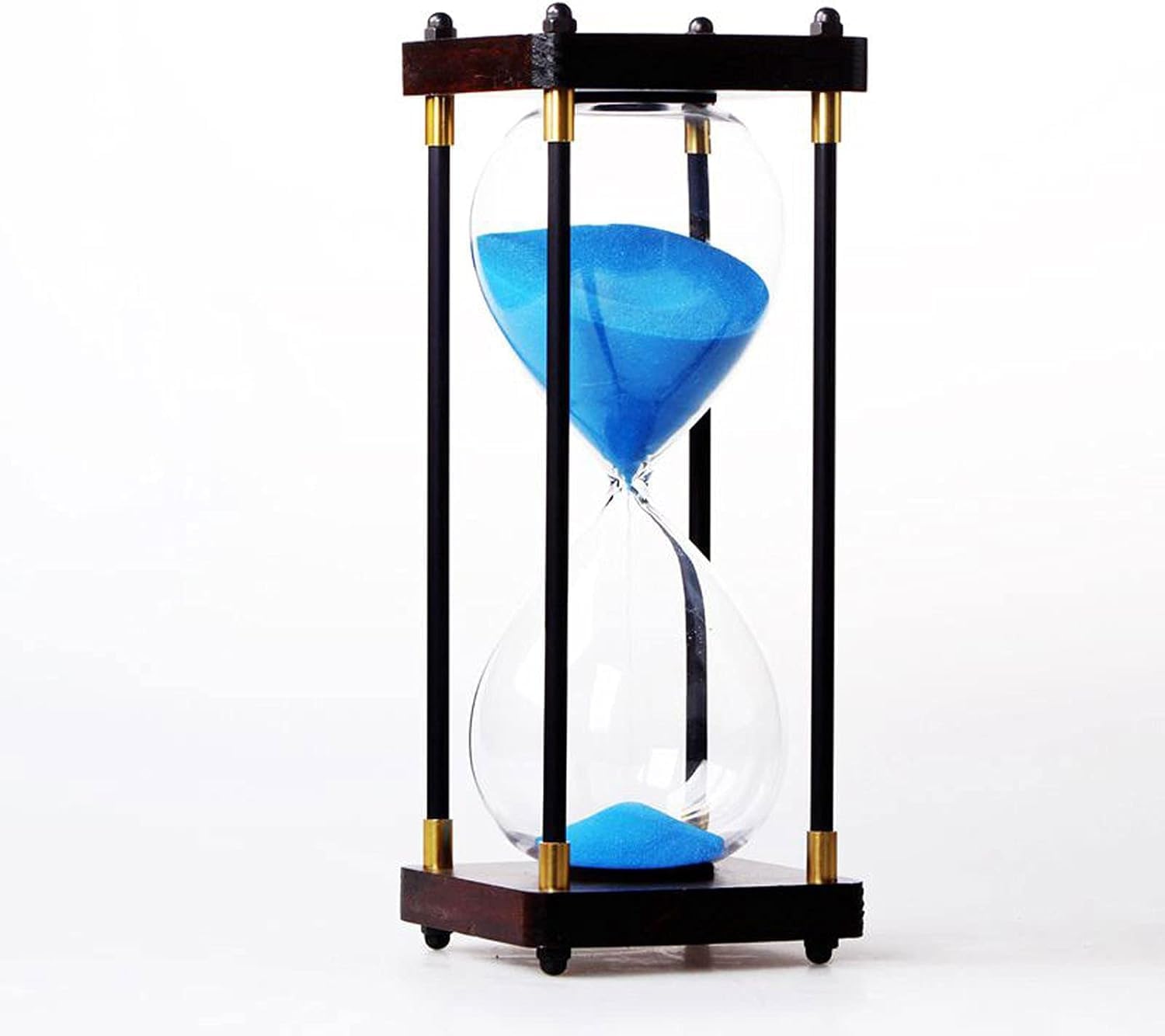 Hourglass Timer, 45-Minute Wooden Hourglass Timer – Large Decorative Sand Clock for Desk, Home & Office(Blue Sand,9.5 * 24CM(45 Minutes))