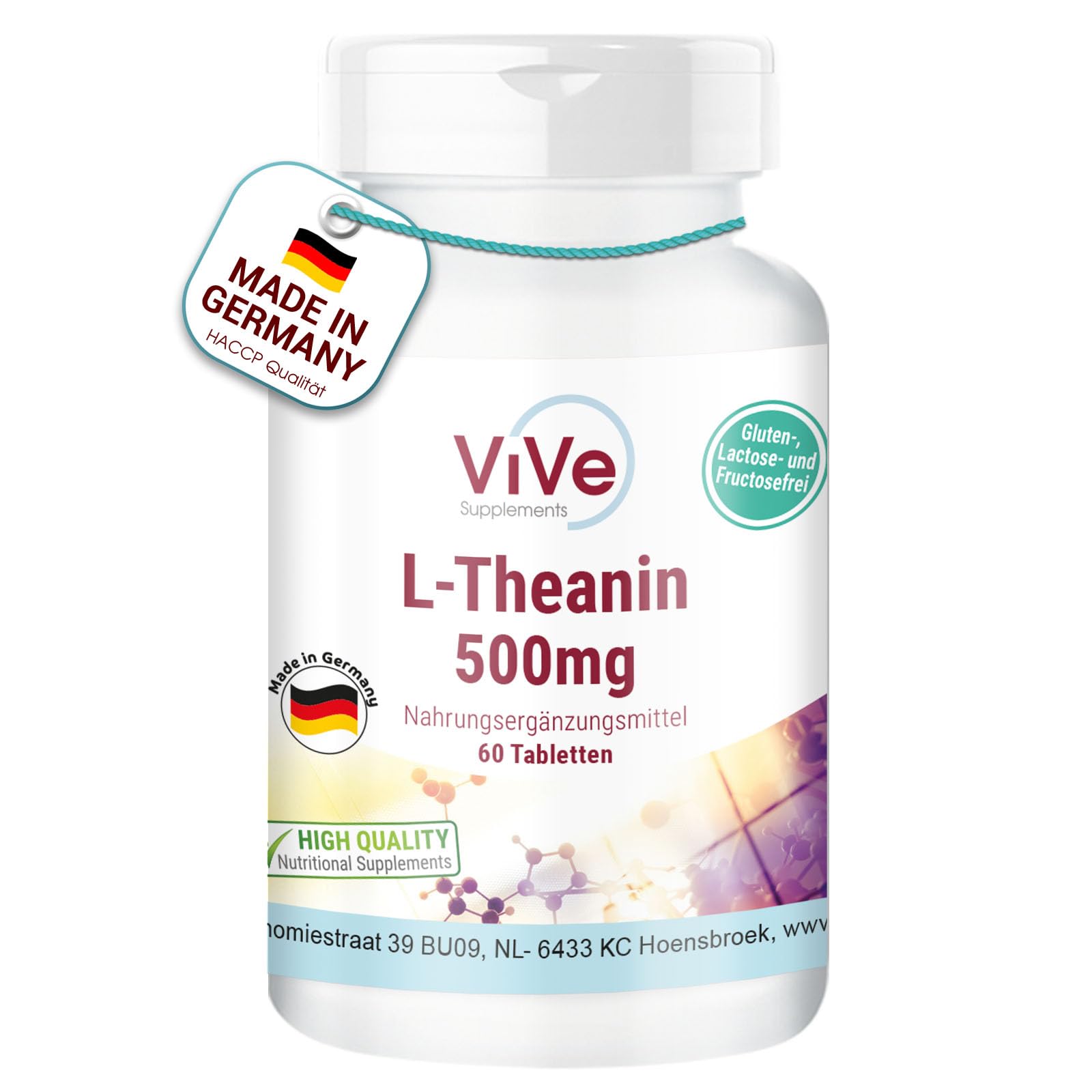 L-Theanin 500mg Tabletten - Qualitätsverspindlung aus Deutschland - Hochdosiert - Vegan - Entspannung und Konzentration 