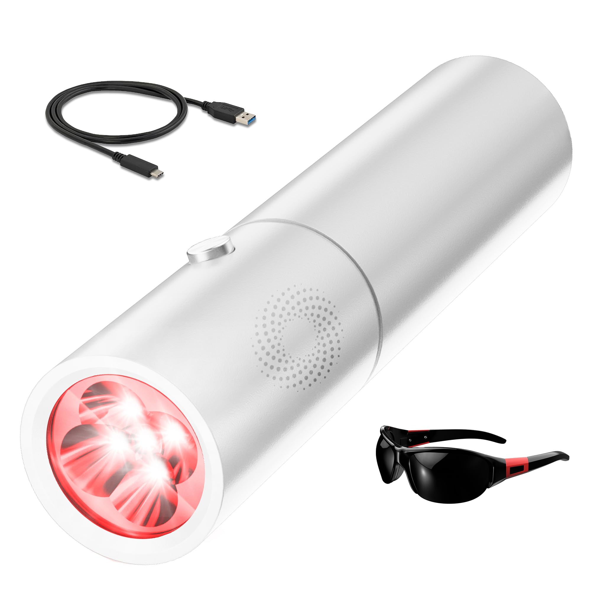 Red and Blue Light Therapy Torch, Effective Blue, Infrared, and Near Infrared Light Therapy Device for Body, Face, Neck, Back, Wavelengths 460nm 630nm 660nm 850nm 940nm