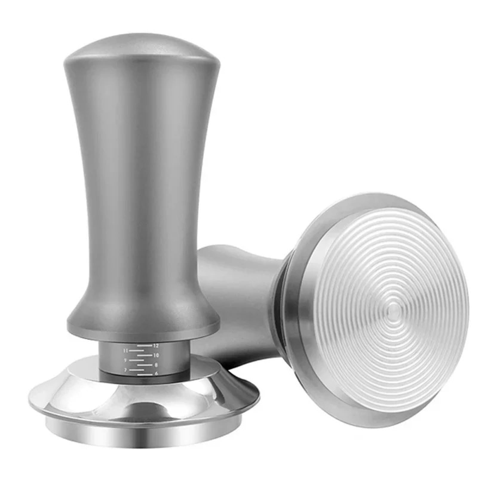 Tamper De Café 51/53 / 58 Mm Martillo De Café En Polvo De Acero Inoxidable De Presión Constante Ajustable Con Escala Accesorios Para Cafetera Espresso Tamper De Café(Thread-Silvery 51mm)