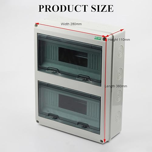 Miniatura 2 de Fielect Caja de disyuntor de 24 vías, caja de protección de distribución de plástico ABS IP65, caja de distribución impermeable con cubierta