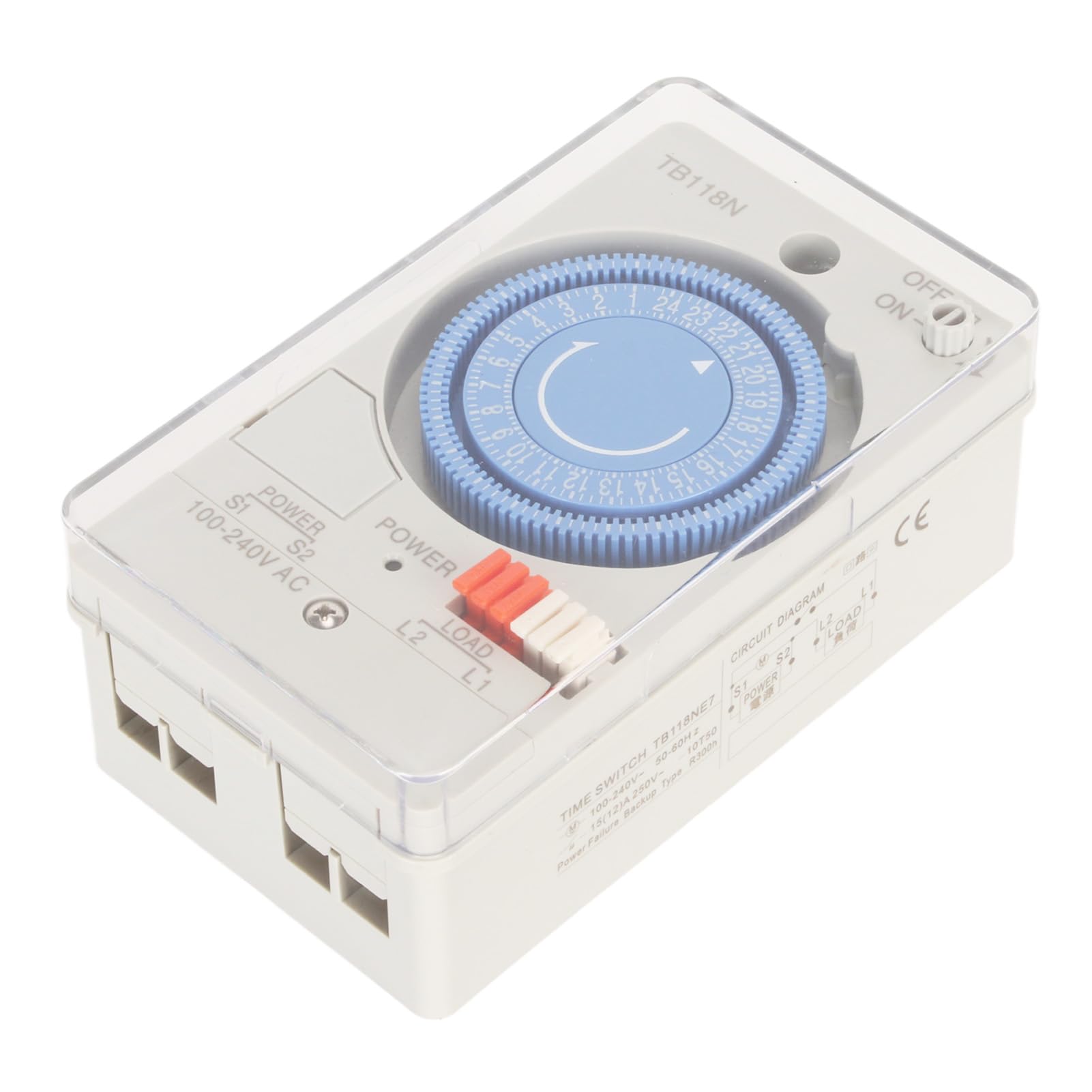 Interruttore di controllo del tempo meccanico Timer minimo di 15 minuti ad alta precisione per cucina domestica Materiale PC durevole all'aperto 12,2 x 7,1 x 5 cm