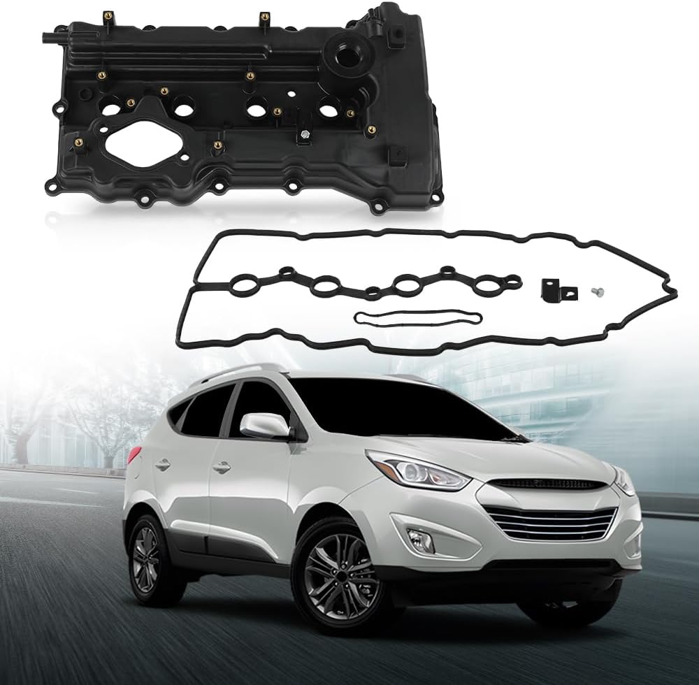 LQI Engine Valve Cover w/Gasket Compatible with Tucson 2014-2015/Fit Kia Optima 2011-2015 /Fit Kia Sorento 2012 /Fit Kia Sportage 2011-2016 2.0L 2.4L DOHC L4 Black 224102G710