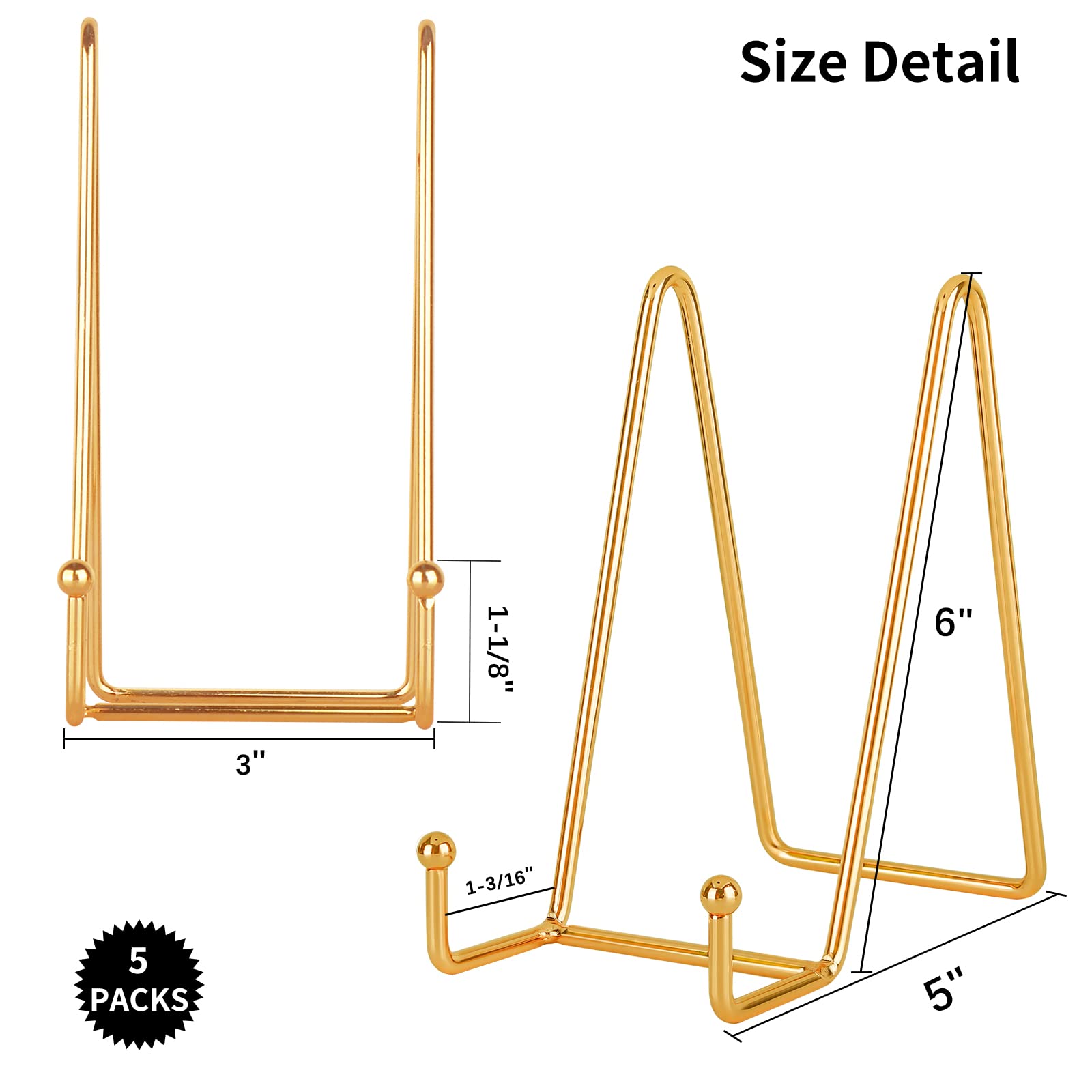 Gold Iron Display Stand Easel Plate Display Photo Holder Stand, Displays Picture Frames, Cookbooks, Decorative Plates Home Decor - 15