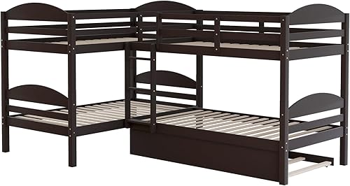 Miniatura 4 de Epinki Litera individual en forma de L con nido, expreso, cama para niños, madera, no necesita somier, fácil montaje